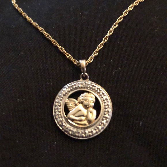 Jewelry - Vintage Two-toned Guardian Angel Necklace